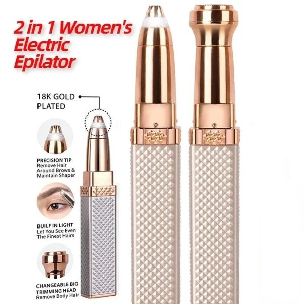 2-in-1 Women’s Electric Epilator & Painless Shaver – Usb Rechargeable Hair Remover For Face, Body, Bikini & Eyebrows